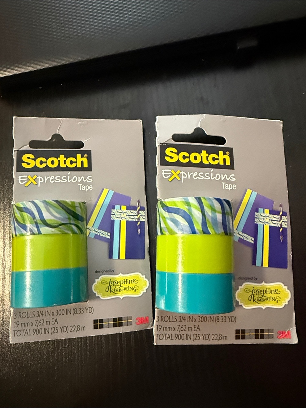 Scotch Expressions Decorative Craft Tape Set Lime Green & Teal Designs 2 Package